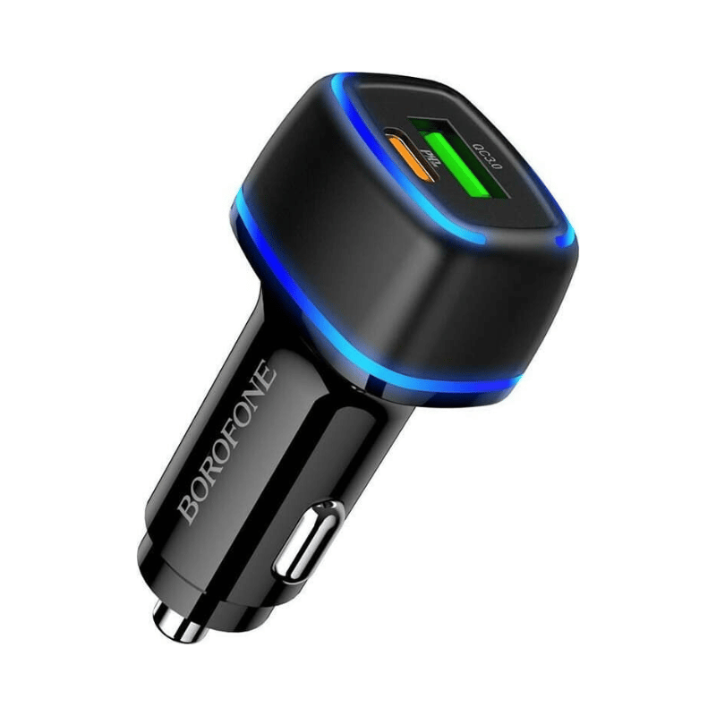 BOROFONE BZ14A - MERCURY DUAL PORT PD 20W + QC3.0 CAR CHARGER