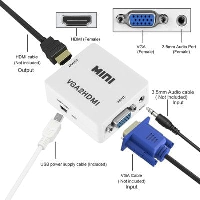 HD VGA TO HDMI ADAPTER WITH 3.5MM AUDIO CAB-H107