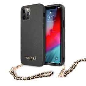 GUESS SAFFIANO GOLD CHAIN CASE - IPHONE 12 PRO MAX