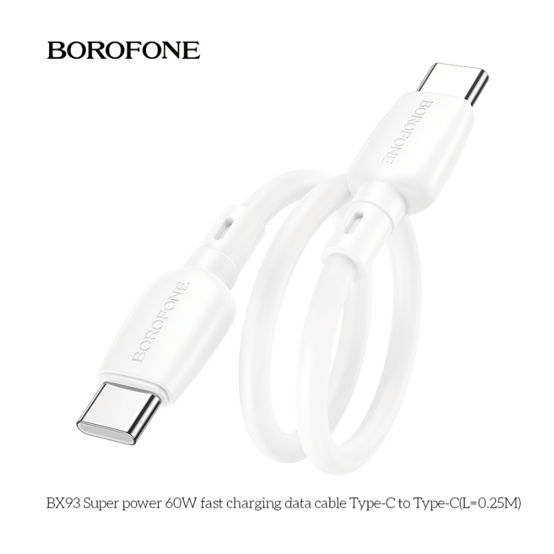 BOROFONE BX93-3 - SUPER POWER 60W 0.25M FAST CHARGING CABLE TYPE C