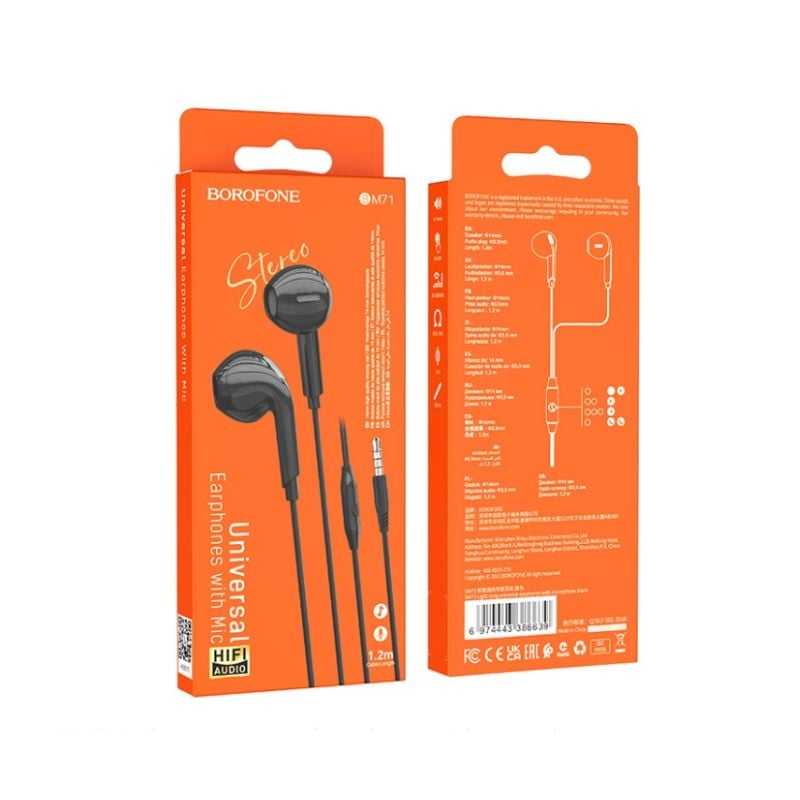 BOROFONE BM71 - LIGHT SONG UNIVERSAL EARPHONES WITH MIC 3.5MM