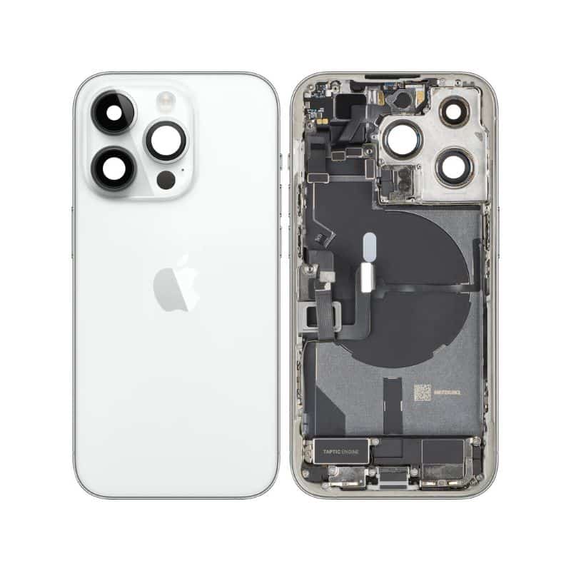 MIDDLE FRAME & BATTERY DOOR WITH SIDE KEYS & MAGNETS IPHONE 14 PRO silver
